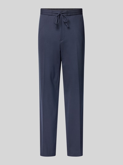 Produktfoto, Regular Fit Stoffhose aus Viskose-Mix Modell 'ISCOVE' von Tiger Of Sweden in Dunkelblau, glatte Oberfläche, Tunnelzug, Bundfalten, Herren, Bundweite 42 cm, Innenbeinlänge 82 cm, schlichtes Design