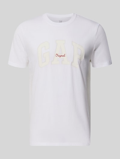 Productfoto, T-Shirt met Logo en ronde halsuitsnijding van GAP, wit katoen, regular fit, logo-opdruk, ruglengte maat M: 69 cm