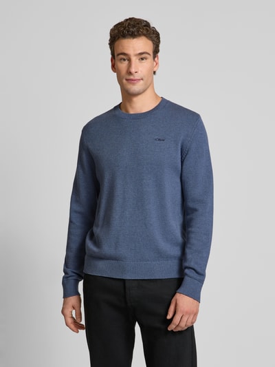 s.Oliver RED LABEL Regular Fit Strickpullover aus reiner Baumwolle mit Label-Stitching Bleu 4