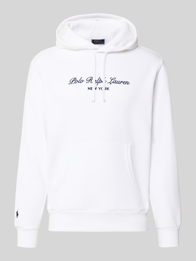 Produktfoto, Relaxed Fit Hoodie aus Baumwoll-Mix von Polo Ralph Lauren in Weiß mit Logo-Stickerei, Kängurutasche und glatter Textur