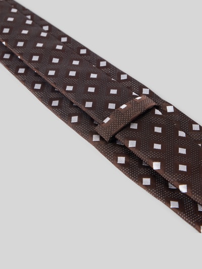 BOSS Stropdas van zijdemix Donkerbruin - 3