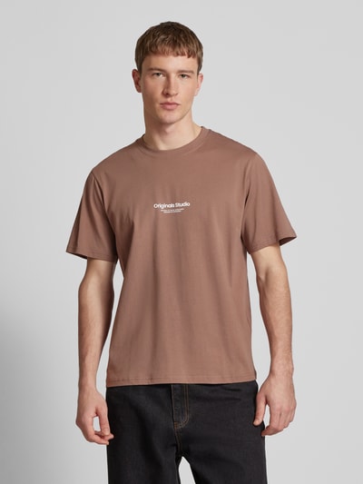 Jack & Jones T-Shirt mit Label-Print Modell 'VESTERBRO' Taupe 4