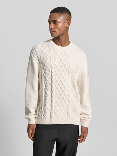 ARMANI EXCHANGE Sweter z dzianiny z prążkowanymi wykończeniami Biały 4