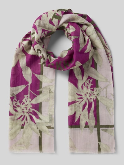 Marc O'Polo Schal mit Baumwolle und kurzen Fransen Fuchsia 1