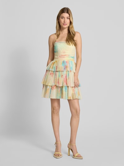 LACE & BEADS Cocktailjurk in laagjeslook Geel - 1