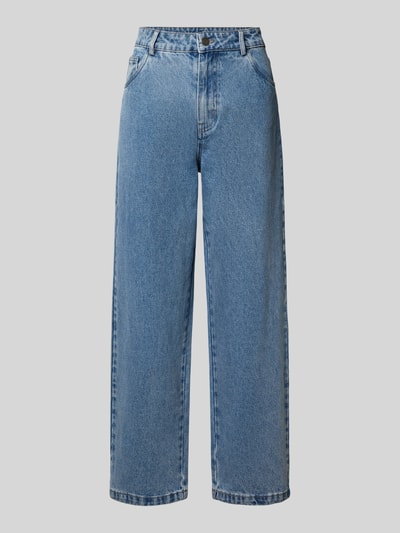 Produktfoto, Barrel Fit Jeans mit Eingrifftaschen von Karo Kauer, niebieski denim, bawełna, zapięcie na guzik i zamek, szerokość w rozmiarze S 39 cm, długość nogawki wewnętrznej w rozmiarze S 72 cm