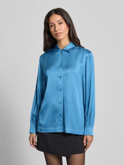 Emily Van den Bergh Regular fit blouse van viscose met knoopsluiting Oceaanblauw - 4