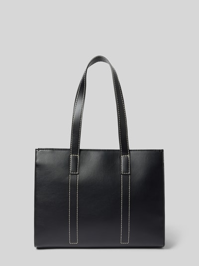 Produktfoto, Handtasche in Leder-Optik Modell 'Aury' von VALENTINO BAGS mit Hauptfach, Reißverschluss, Logo-Detail, schwarzer Farbton, fein strukturierte Oberfläche.