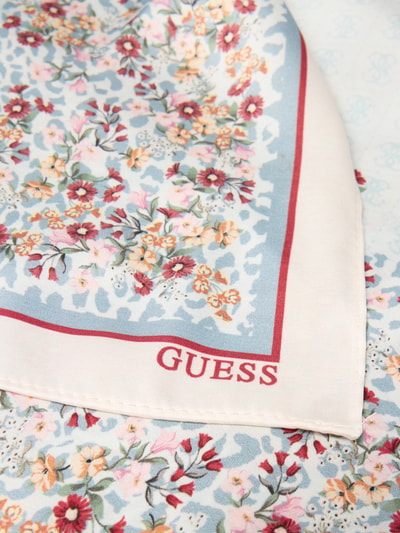 Productfoto, Tuch met all-over logoprint en bloemenprint van GUESS in vierkant design, elastische materiaalmix, breedte 99 cm, lengte 99 cm