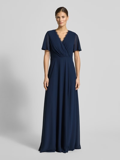 Christian Berg Cocktail Damen Abendkleid mit Spitzenbesatz Dunkelblau 4