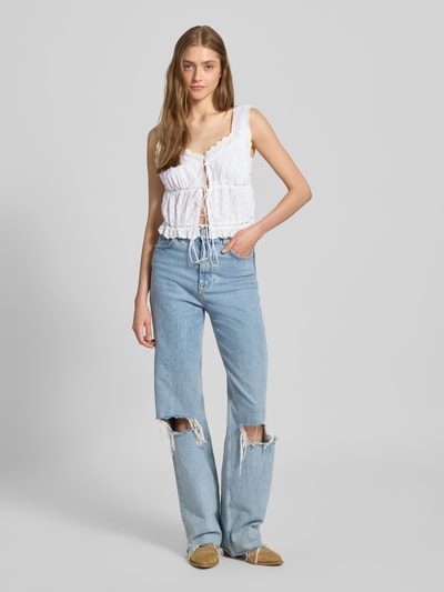 Noisy May Korte top met vetersluiting Wit - 1