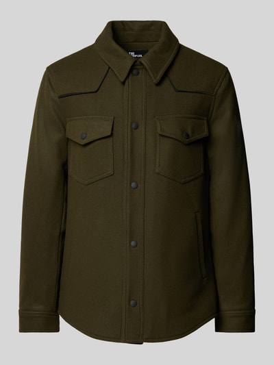 THE KOOPLES Hemdjacke aus Woll-Mix mit Kentkragen Khaki 2