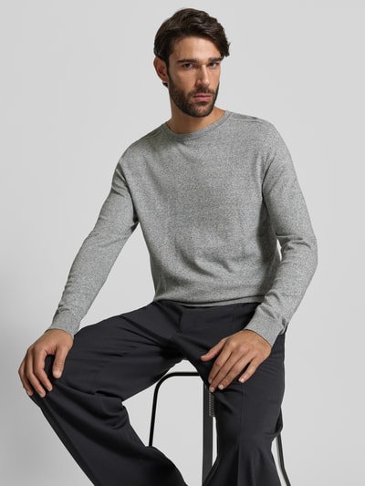 SELECTED HOMME Regular Fit Strickpullover aus reiner Baumwolle Modell 'BERG' Hellgrau 3