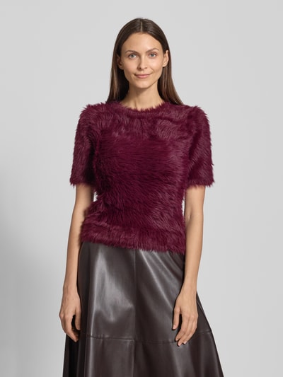 Vero Moda Regular Fit Strickpullover in Kunstfell-Optik Modell 'FLUFFY' Bordeaux 4