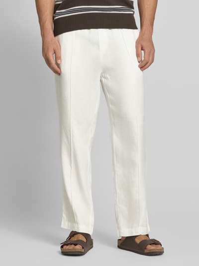 HUGO Straight Fit Schmale Hose aus Leinen-Lyocell-Mix Modell 'CINO' Offwhite 4