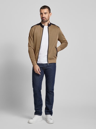 bugatti Sweatjacke mit Reißverschluss Taupe 1