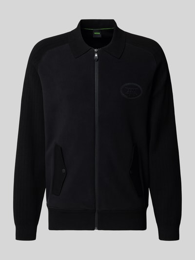 BOSS Green Relaxed Fit Strickjacke aus Viskose-Mix Modell 'HOLE' Black 2