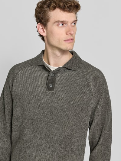 JAKE*S STUDIO MEN Sweter z dzianiny z kołnierzykiem polo Ciemnoszary 3