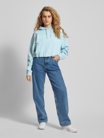 Hugo Blue Oversized Cropped Hoodie mit Label-Detail Modell 'Dilvie' Schilf 1