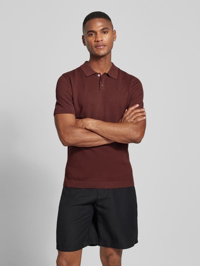 Drykorn Slim fit poloshirt met structuurmotief, model 'TRITON 10' Donkerrood - 4