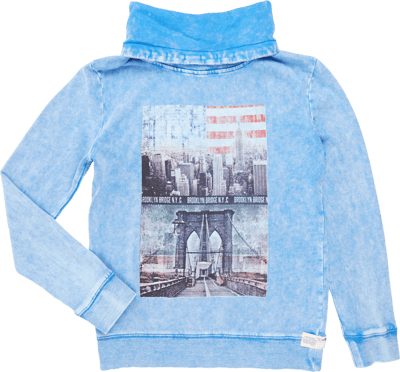 Review for Teens Sweatshirt mit Tube Collar und Print Hellblau 4