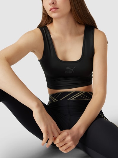 Puma Crop Top mit Logo-Print Modell 'Shiny' Black 3