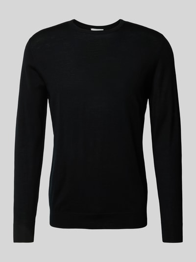 Profuomo Wollpullover mit Rundhalsausschnitt Black 2