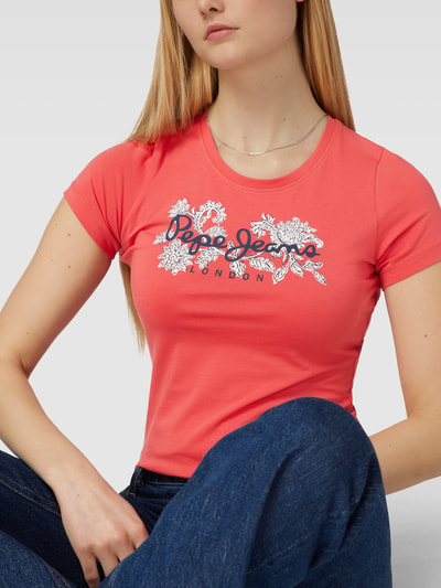 Pepe Jeans T-Shirt mit Label-Print Modell 'NEREA' Rot 3