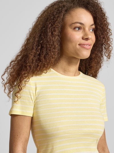 PIECES Slim Fit T-Shirt aus Baumwoll-Mix Modell 'RUKA' Hellgelb 3