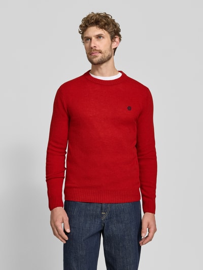 MCNEAL Slim Fit Strickpullover aus reiner Wolle mit Label-Stitching Rot 4