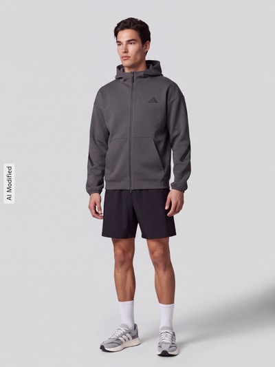 adidas Sportswear Regular Fit Sweatjacke aus Polyester-Mix mit Kapuze Anthrazit 1