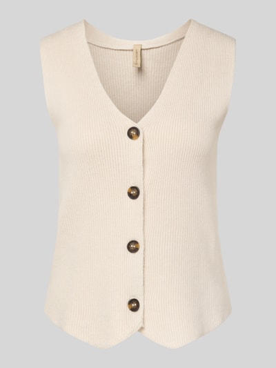 Soyaconcept Weste mit V-Ausschnitt Modell 'KANITA' Ecru Melange 2