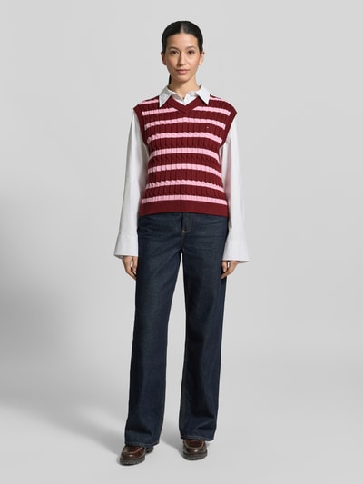 Tommy Hilfiger Sweter bez rękawów o kroju slim fit z czystej bawełny Bordowy 1