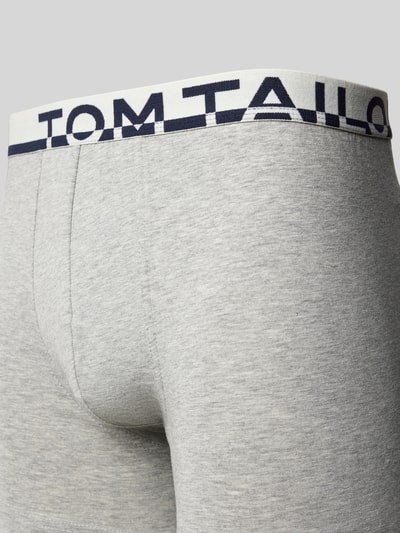 Tom Tailor Obcisłe bokserki o kroju slim fit z napisem z logo w pasie Jasnoszary melanż 2