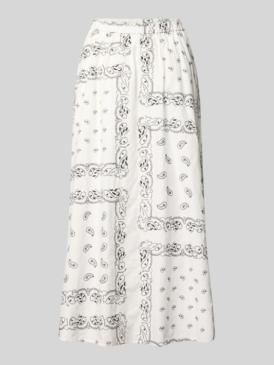 Produktfoto, Ausgestellter Maxi-Rock aus reiner Baumwolle Modell 'CARAVAN' von Weekend Max Mara in Optik:Allover-Muster, Popeline, Weiß mit schwarzen Musterdetails, Maxi-Länge, Bundabschluss: Elastisch, Materialverarbeitung: Reine Baumwolle