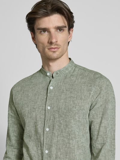 Lindbergh Regular Fit Freizeithemd aus Leinen-Baumwoll-Mix Oliv 3