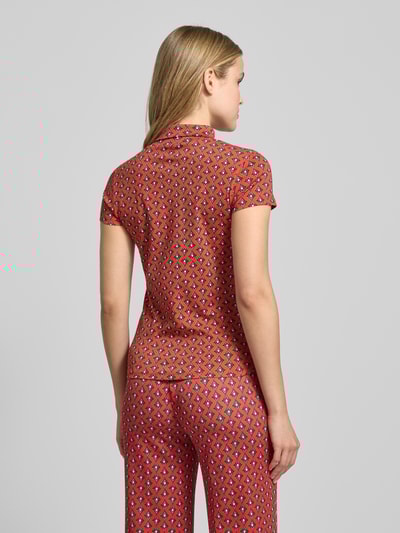 Marc Cain Slim fit T-shirt met polokraag Rood - 5