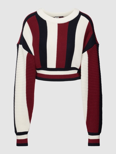 Tommy Hilfiger Crop Strickpullover mit Streifenmuster Marine 2