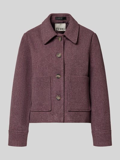 Produktfoto, Regular Fit Jacke mit aufgesetzten Taschen Modell 'JANNET' von ICHI in Lila, Strukturstoff, Umlegekragen, Knopfleiste