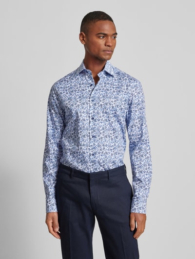 Eterna Slim Fit Slim fit zakelijk overhemd met bloemenmotief Bleu - 4