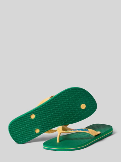 Productfoto, Zehentrenner met labeldetail van Havaianas voor dames met afgeronde punt, comfortmodel, platte zool, hakhoogte maat 39/40: 1 cm