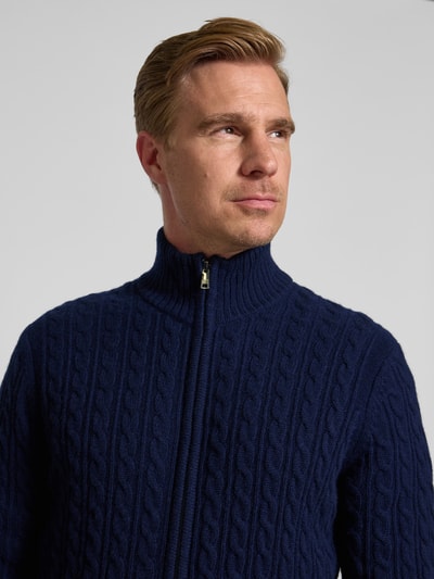 Christian Berg Men Gebreid jack met kasjmier  Marineblauw - 3