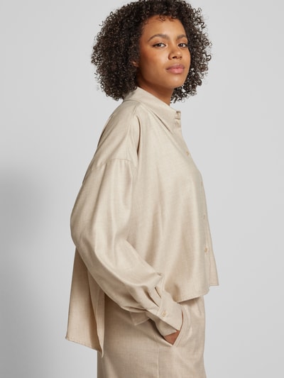 Drykorn Relaxed fit blouse met platte kraag, model 'FLANNA' Beige - 3