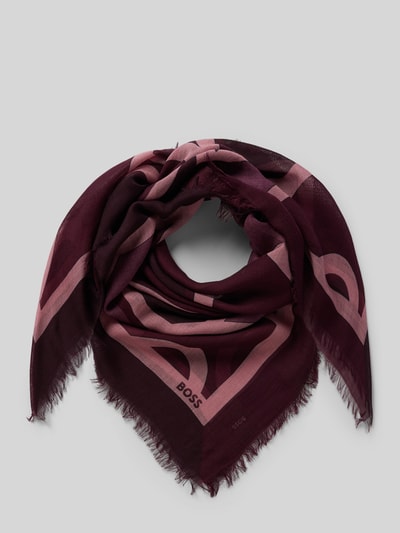 Produktfoto, Tuch aus reiner Wolle Modell 'Reneva' von BOSS in Dunkelrot und Rosa, weiche Textur mit Fransen, Damen Tuch von BOSS