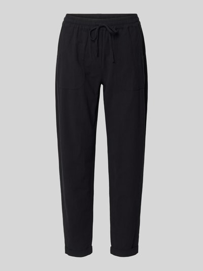 Produktfoto, Hose mit elastischem Bund und Tunnelzug Modell 'Cissie' von Soyaconcept in Schwarz, reine Baumwolle mit Relaxed Fit, glatte Struktur