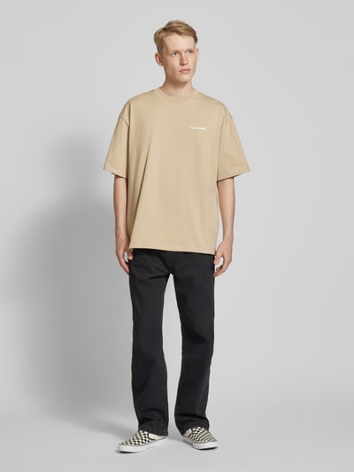 Pegador Oversized T-Shirt mit Label-Stitching Beige 1