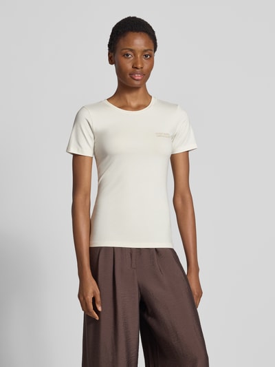 GUIDO MARIA KRETSCHMER WOMAN T-Shirt aus Viskose-Elasthan-Mix mit Label-Stitching Weiss 4