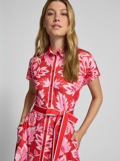 Oui Długa sukienka z wiązanym paskiem Jasnoczerwony 3