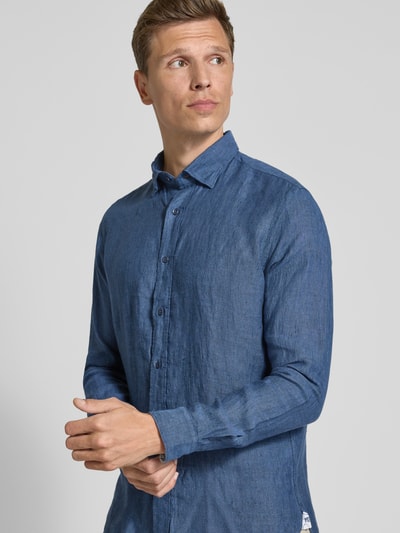 FIL NOIR Regular fit zakelijk overhemd met kentkraag, model 'ROMA' Marineblauw - 3