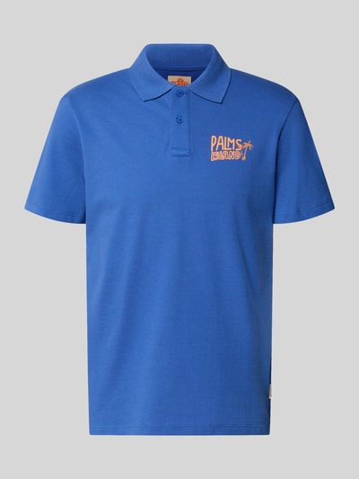 Produktfoto, Regular Fit Poloshirt mit Print und Knopfleiste Modell 'MAILLE' von Blend, reine Baumwolle, kräftiges Blau, glatte Textur